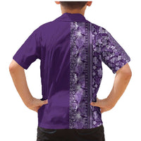 Hawaiian Tribal Elements Hibiscus Family Matching Mermaid Dress and Hawaiian Shirt Purple Pattern LT9 - Polynesian Pride