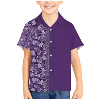Hawaiian Tribal Elements Hibiscus Family Matching Mermaid Dress and Hawaiian Shirt Purple Pattern LT9 Son's Shirt Purple - Polynesian Pride
