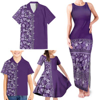 Hawaiian Tribal Elements Hibiscus Family Matching Tank Maxi Dress and Hawaiian Shirt Purple Pattern LT9 - Polynesian Pride