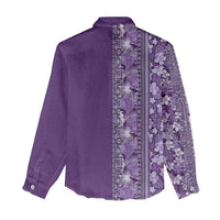 Hawaiian Tribal Elements Hibiscus Women Casual Shirt Purple Pattern - Polynesian Pride