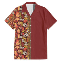 Hawaiian Tribal Elements Hibiscus Family Matching Mermaid Dress and Hawaiian Shirt Red Pattern LT9 Dad's Shirt - Short Sleeve Red - Polynesian Pride