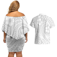 Lotu Tamaiti Samoan Polynesian Tribal Couples Matching Off Shoulder Short Dress and Hawaiian Shirt LT9 - Polynesian Pride