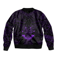 FSM Chuuk States Sleeve Zip Bomber Jacket Micronesia Vintage Polynesian Tribal Purple Version LT9 - Polynesian Pride