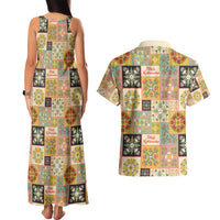 Mele Kalikimaka Hawaii Christmas Couples Matching Tank Maxi Dress and Hawaiian Shirt Melemele Mama Seamless Floral Motif LT9 - Polynesian Pride