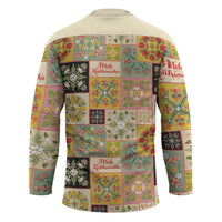 Mele Kalikimaka Hawaii Christmas Hockey Jersey Melemele Mama Seamless Floral Motif LT9 - Polynesian Pride