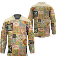Mele Kalikimaka Hawaii Christmas Hockey Jersey Melemele Mama Seamless Floral Motif LT9 - Polynesian Pride