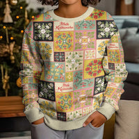 Mele Kalikimaka Hawaii Christmas Kid Ugly Christmas Sweater Melemele Mama Seamless Floral Motif LT9 - Polynesian Pride