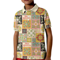 Mele Kalikimaka Hawaii Christmas Kid Polo Shirt Melemele Mama Seamless Floral Motif LT9 Kid Beige - Polynesian Pride