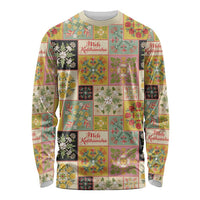 Mele Kalikimaka Hawaii Christmas Long Sleeve Shirt Melemele Mama Seamless Floral Motif LT9 Unisex Beige - Polynesian Pride
