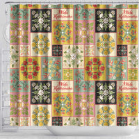 Mele Kalikimaka Hawaii Christmas Shower Curtain Melemele Mama Seamless Floral Motif LT9 - Polynesian Pride