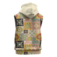 Mele Kalikimaka Hawaii Christmas Sleeveless Zip Hoodie Melemele Mama Seamless Floral Motif LT9 - Polynesian Pride