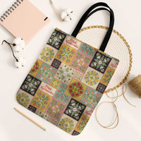 Mele Kalikimaka Hawaii Christmas Tote Bag Melemele Mama Seamless Floral Motif LT9 Black Strap One Size Beige - Polynesian Pride