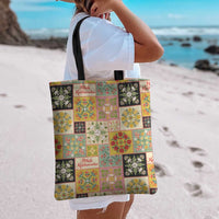 Mele Kalikimaka Hawaii Christmas Tote Bag Melemele Mama Seamless Floral Motif LT9 - Polynesian Pride