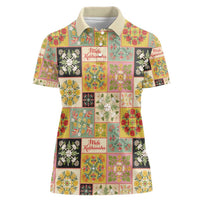 Mele Kalikimaka Hawaii Christmas Women Polo Shirt Melemele Mama Seamless Floral Motif - Polynesian Pride