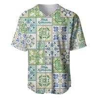 Mele Kalikimaka Hawaii Christmas Baseball Jersey Omaomao Seamless Floral Motif - Polynesian Pride