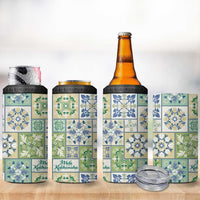 Mele Kalikimaka Hawaii Christmas 4 in 1 Can Cooler Tumbler Omaomao Seamless Floral Motif LT9 - Polynesian Pride