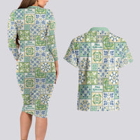 Mele Kalikimaka Hawaii Christmas Couples Matching Long Sleeve Bodycon Dress and Hawaiian Shirt Omaomao Seamless Floral Motif LT9 - Polynesian Pride