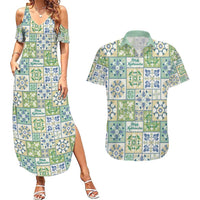 Mele Kalikimaka Hawaii Christmas Couples Matching Summer Maxi Dress and Hawaiian Shirt Omaomao Seamless Floral Motif LT9 Green - Polynesian Pride
