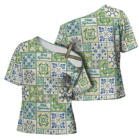 Mele Kalikimaka Hawaii Christmas Cross Shoulder Shirt Omaomao Seamless Floral Motif LT9 - Polynesian Pride