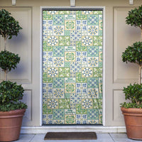 Mele Kalikimaka Hawaii Christmas Door Cover Omaomao Seamless Floral Motif LT9 Green - Polynesian Pride