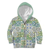 Mele Kalikimaka Hawaii Christmas Kid Hoodie Omaomao Seamless Floral Motif LT9 Zip Hoodie Green - Polynesian Pride