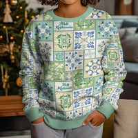 Mele Kalikimaka Hawaii Christmas Kid Ugly Christmas Sweater Omaomao Seamless Floral Motif LT9 - Polynesian Pride