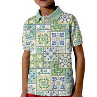 Mele Kalikimaka Hawaii Christmas Kid Polo Shirt Omaomao Seamless Floral Motif LT9 Kid Green - Polynesian Pride