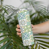 Mele Kalikimaka Hawaii Christmas Skinny Tumbler Omaomao Seamless Floral Motif LT9 - Polynesian Pride