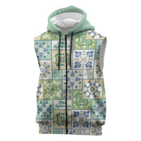 Mele Kalikimaka Hawaii Christmas Sleeveless Zip Hoodie Omaomao Seamless Floral Motif LT9 Green - Polynesian Pride