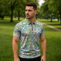 Mele Kalikimaka Hawaii Christmas Zipper Polo Shirt Omaomao Seamless Floral Motif LT9 - Polynesian Pride