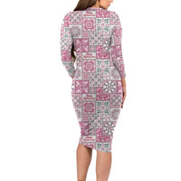 Mele Kalikimaka Hawaii Christmas Family Matching Long Sleeve Bodycon Dress and Hawaiian Shirt Akala Seamless Floral Motif LT9 - Polynesian Pride