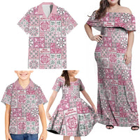Mele Kalikimaka Hawaii Christmas Family Matching Off Shoulder Maxi Dress and Hawaiian Shirt Akala Seamless Floral Motif LT9 - Polynesian Pride