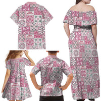 Mele Kalikimaka Hawaii Christmas Family Matching Off Shoulder Maxi Dress and Hawaiian Shirt Akala Seamless Floral Motif LT9 - Polynesian Pride