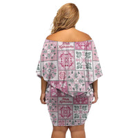Mele Kalikimaka Hawaii Christmas Family Matching Off Shoulder Short Dress and Hawaiian Shirt Akala Seamless Floral Motif LT9 - Polynesian Pride