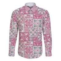 Mele Kalikimaka Hawaii Christmas Family Matching Short Sleeve Bodycon Dress and Hawaiian Shirt Akala Seamless Floral Motif LT9 Dad's Shirt - Long Sleeve Pink - Polynesian Pride