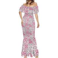 Mele Kalikimaka Hawaii Christmas Mermaid Dress Akala Seamless Floral Motif LT9 - Polynesian Pride