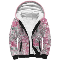 Mele Kalikimaka Hawaii Christmas Sherpa Hoodie Akala Seamless Floral Motif LT9 Unisex Pink - Polynesian Pride