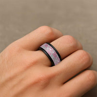 Mele Kalikimaka Hawaii Christmas Spinner Ring Akala Seamless Floral Motif - Polynesian Pride