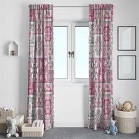 Mele Kalikimaka Hawaii Christmas Window Curtain Akala Seamless Floral Motif - Polynesian Pride