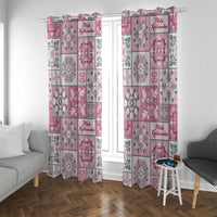Mele Kalikimaka Hawaii Christmas Window Curtain Akala Seamless Floral Motif - Polynesian Pride