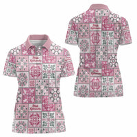 Mele Kalikimaka Hawaii Christmas Women Polo Shirt Akala Seamless Floral Motif - Polynesian Pride