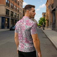 Mele Kalikimaka Hawaii Christmas Zipper Polo Shirt Akala Seamless Floral Motif LT9 - Polynesian Pride