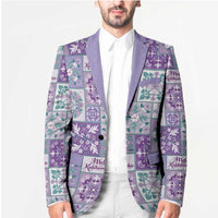 Mele Kalikimaka Hawaii Christmas Blazer Poni Seamless Floral Motif - Polynesian Pride