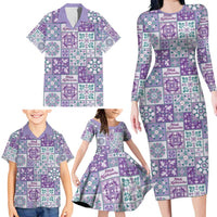 Mele Kalikimaka Hawaii Christmas Family Matching Long Sleeve Bodycon Dress and Hawaiian Shirt Poni Seamless Floral Motif LT9 - Polynesian Pride