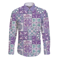 Mele Kalikimaka Hawaii Christmas Family Matching Short Sleeve Bodycon Dress and Hawaiian Shirt Poni Seamless Floral Motif LT9 Dad's Shirt - Long Sleeve Purple - Polynesian Pride
