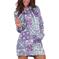 Mele Kalikimaka Hawaii Christmas Hoodie Dress Poni Seamless Floral Motif LT9 Purple - Polynesian Pride