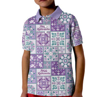 Mele Kalikimaka Hawaii Christmas Kid Polo Shirt Poni Seamless Floral Motif LT9 Kid Purple - Polynesian Pride