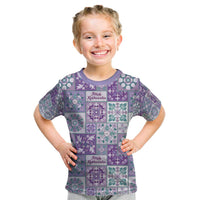 Mele Kalikimaka Hawaii Christmas Kid T Shirt Poni Seamless Floral Motif LT9 Purple - Polynesian Pride