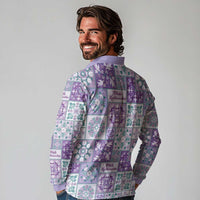 Mele Kalikimaka Hawaii Christmas Long Sleeve Polo Shirt Poni Seamless Floral Motif LT9 - Polynesian Pride