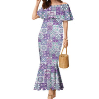 Mele Kalikimaka Hawaii Christmas Mermaid Dress Poni Seamless Floral Motif LT9 Women Purple - Polynesian Pride